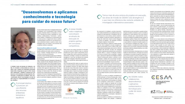 Investigação do CESAM em destaque no suplemento do Semanário Sol, “Perspetiva atual”