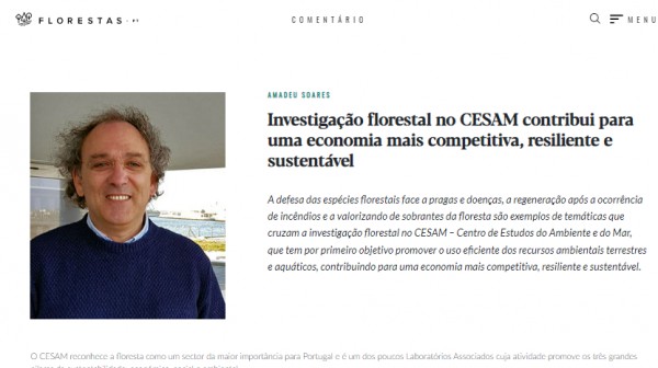 Artigo de opinião do professor Amadeu Soares no Florestas.pt