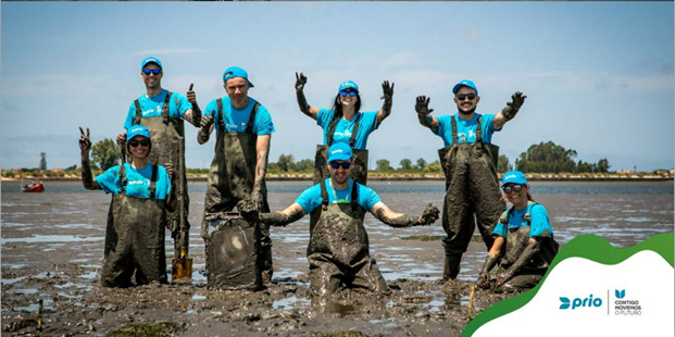 Voluntários da PRIO e equipa do projeto SEAREST-BC do CESAM-UA unem-se para restaurar pradarias marinhas na Ria de Aveiro