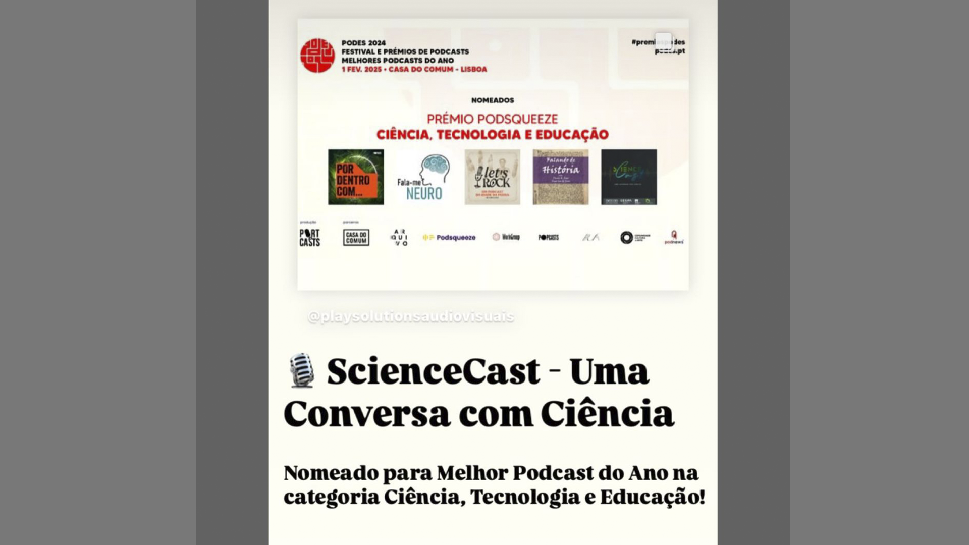 “ScienceCast” Nomeado para Melhor Podcast do Ano no Festival Podes